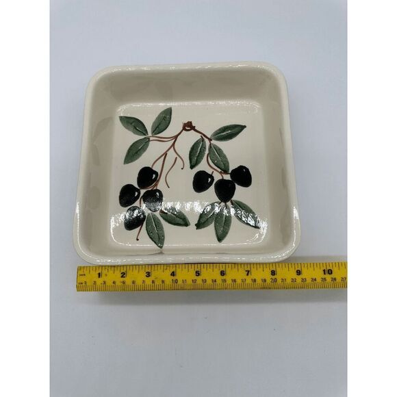 Ceramic Baking Dish 9” Hand Painted Olive Branches Oven Safe Made in Italy - Picture 5 of 5